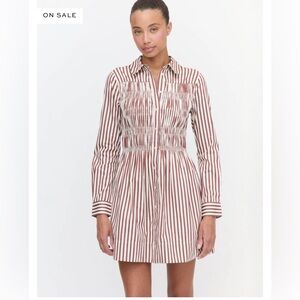 Hill House The Mira Dress in Rust Stripe— Size XXL